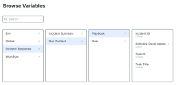 Variable Browser Incident Response to Playbook Task